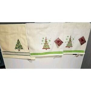 Set of 3 New Assorted Christmas Tree Kitchen Towels - Makes a Great Gift!